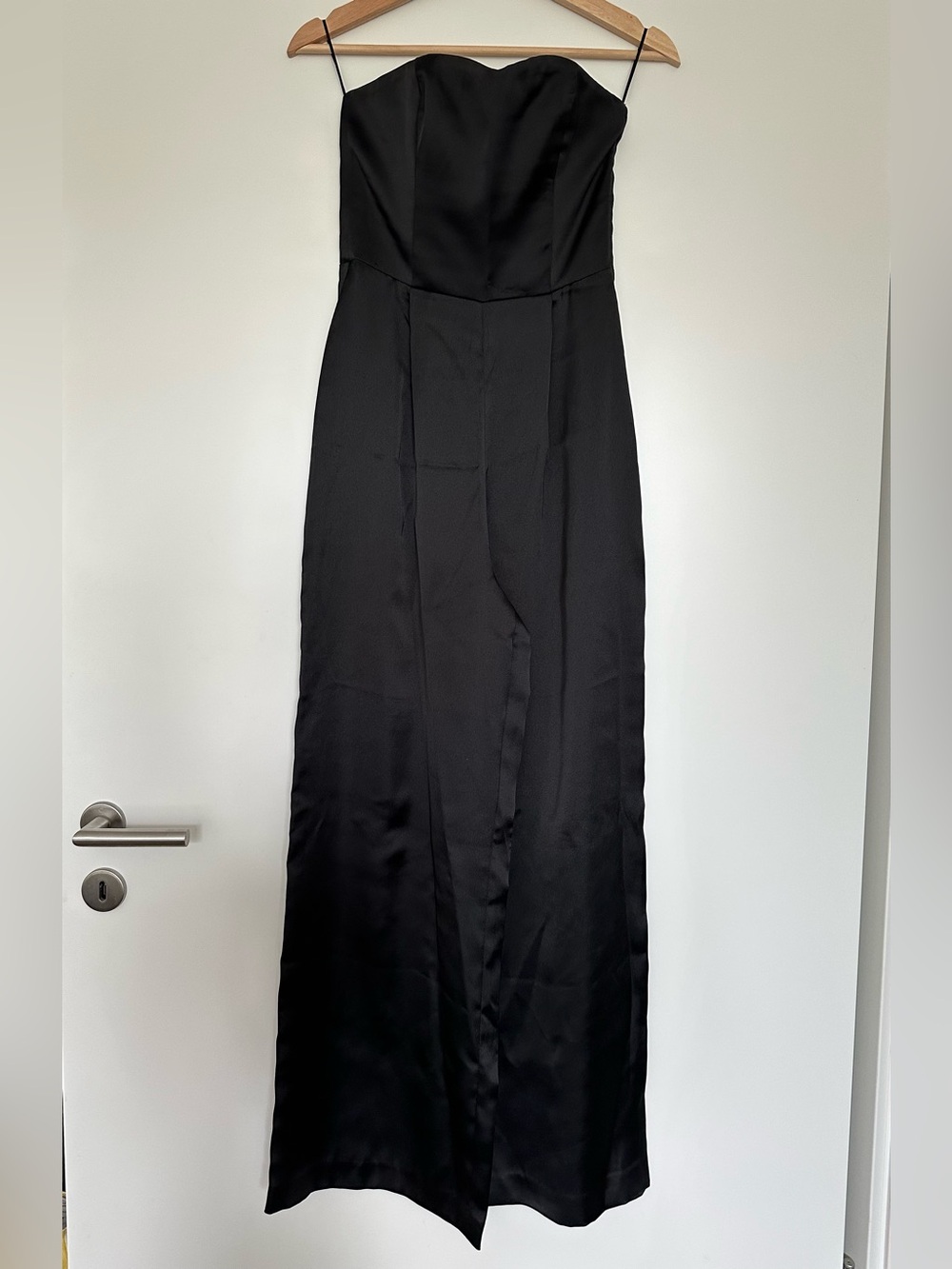 H&M Classic Black Satin Strapless Jumpsuit